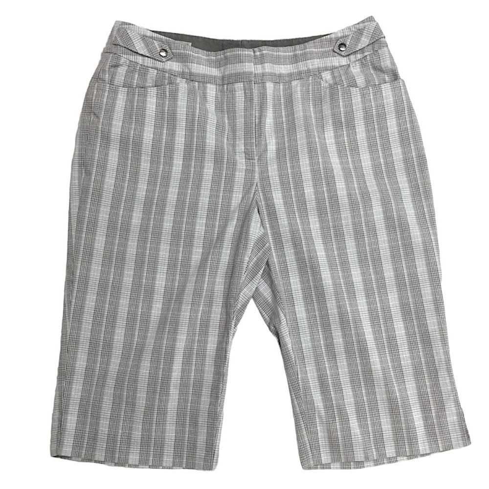 CUTTER & BUCK sz 8 Shorts Plaid Golf Athletic Pockets Long Blue Tan
